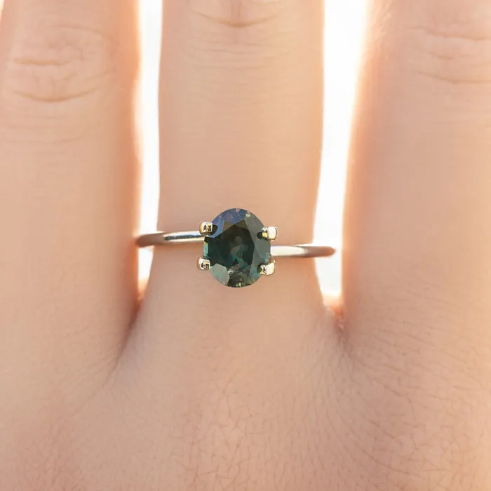 16ct Oval Cut Parti Blue Green Brown Montana Sapphire SO458 Envero Jewelry Rings