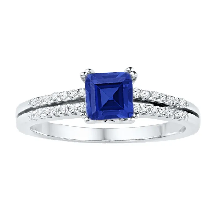10kt White Gold Womens Princess LabCreated Blue Sapphire Solitaire Ring 100 Cttw mayamila Rings