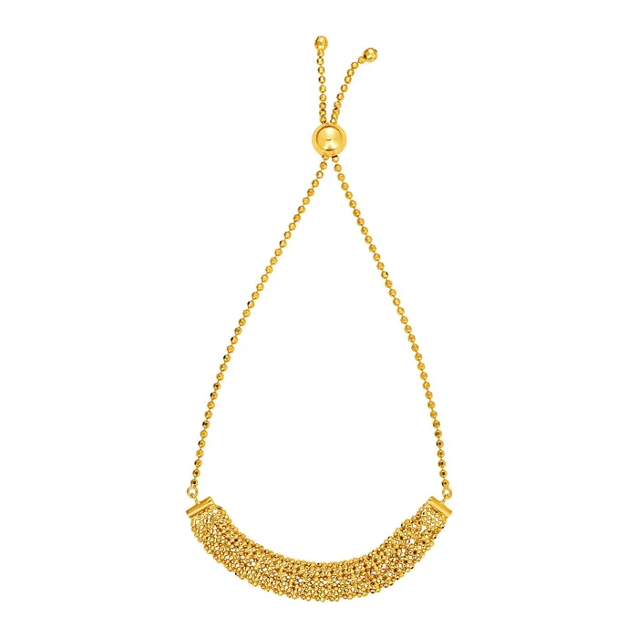 Bracelets Textured Chain Motif Adjustable Bracelet in 14k Yellow Gold MayaMila