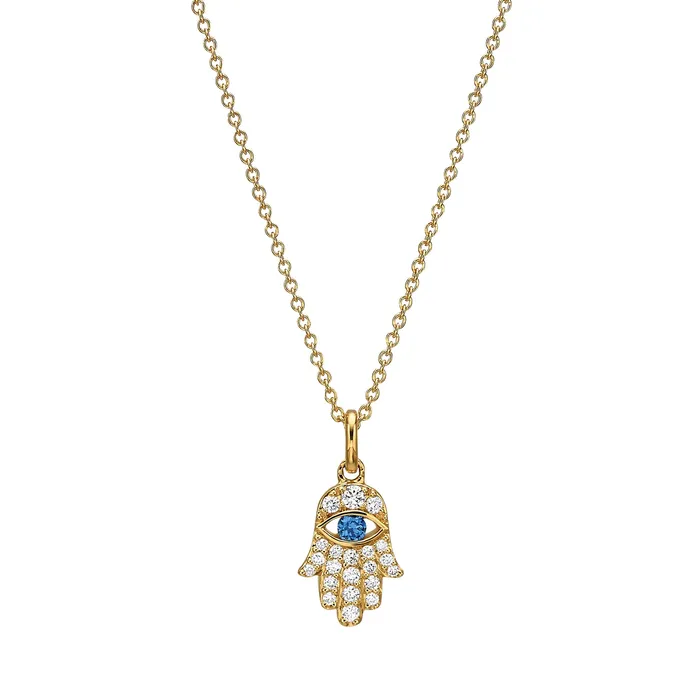 Diamond Sapphire Hamsa Necklace The Private Room Fine Jewelry Necklaces