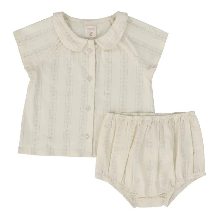 Earrings Analogie Analogie Ivy Stripe Collar Set CreamTaupe