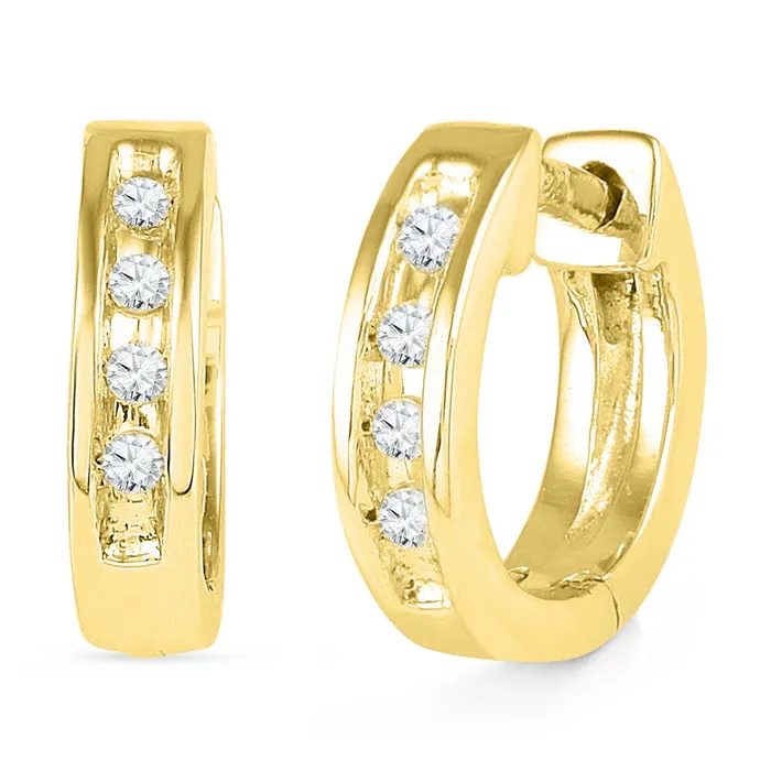 Earrings mayamila 10kt Yellow Gold Womens Round Diamond Single Row Huggie Earrings 120 Cttw