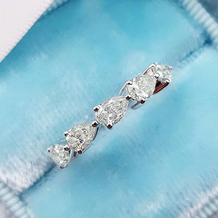Exquisite Pear Cut Full Eternity Sterling Silver Wedding Band Shineofdiamond Rings