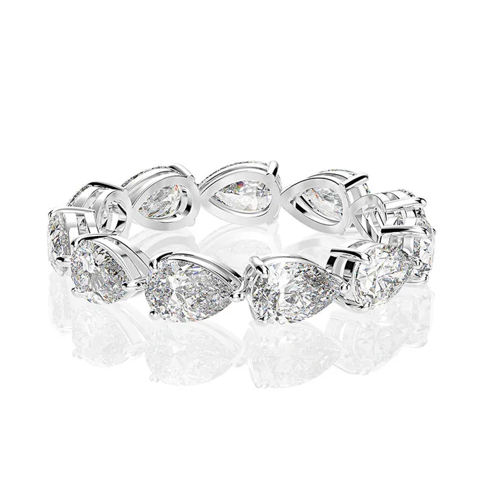 Exquisite Pear Cut Full Eternity Sterling Silver Wedding Band Shineofdiamond Rings
