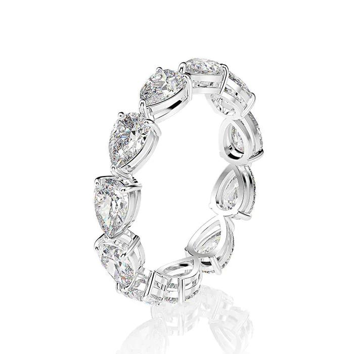 Exquisite Pear Cut Full Eternity Sterling Silver Wedding Band Shineofdiamond Rings
