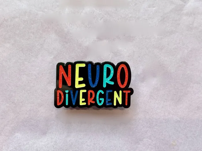Fluffmallow Earrings Neurodivergent glitter enamel pin