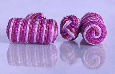 Head Shoulders Toes and Bows Earrings Purple Pleasure Silk Barrels