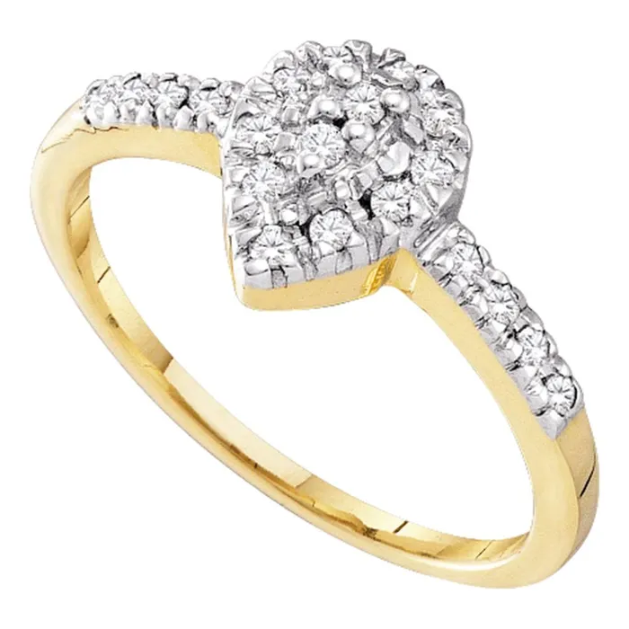 mayamila 10kt Yellow Gold Womens Round Diamond Slender Teardrop Cluster Ring 15 Cttw Rings