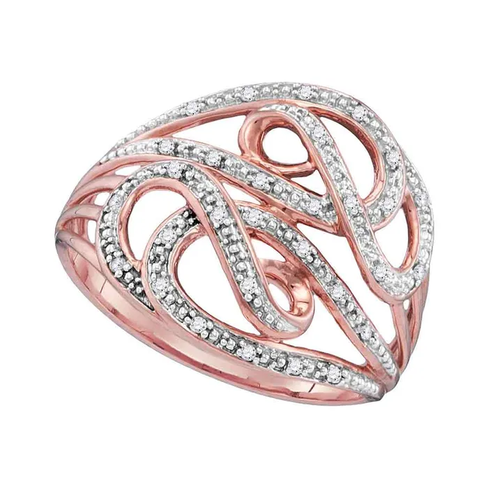 mayamila Rings 10k Rose Gold Womens Round Diamond Woven Strand Band Ring 110 Cttw