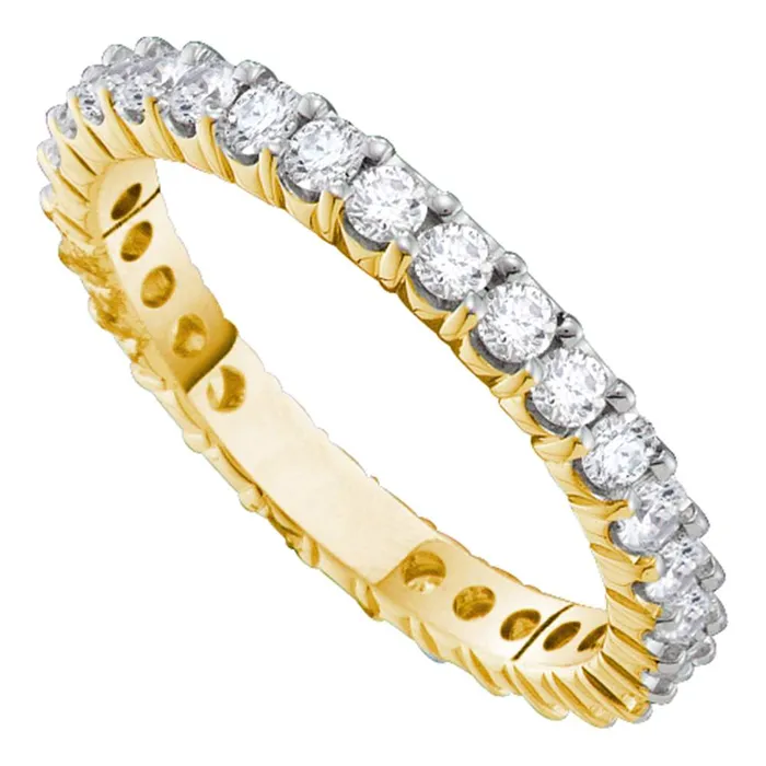 mayamila Rings 14kt Yellow Gold Womens Round Paveset Diamond Eternity Wedding Band 12 Cttw