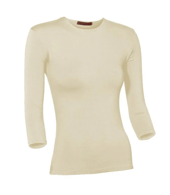 PBJ Ladies Lycra 34 Sleeve Shell Cream Pea Bee Jae Earrings