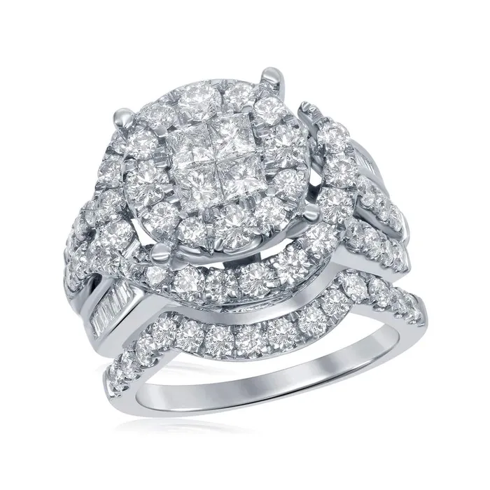 Rings 14kt White Gold Womens Princess Round Diamond Soleil Bridal Wedding Engagement Ring Band Set 300 Cttw mayamila