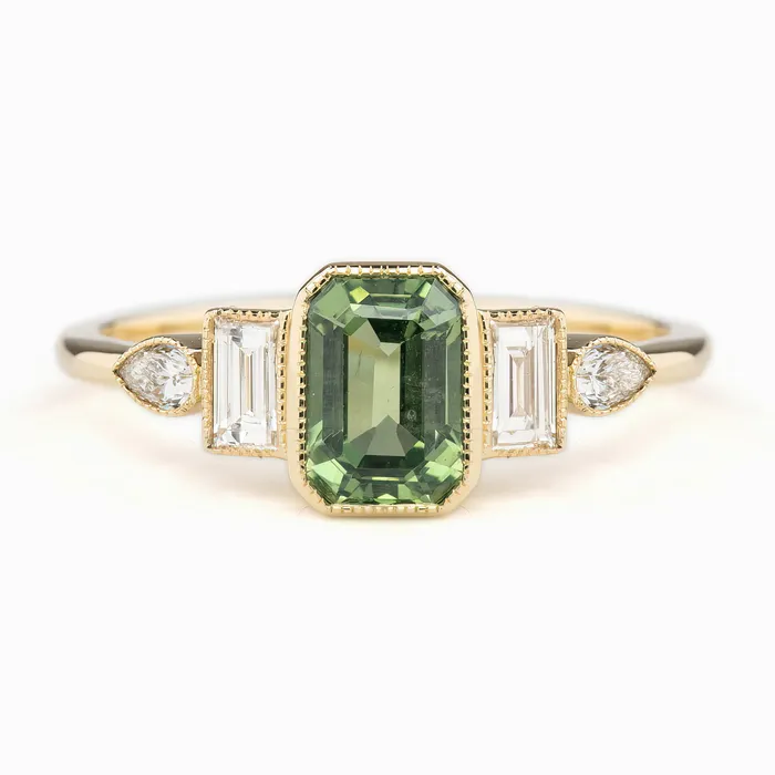 Rings Envero Jewelry Edith Ring 143139ct Light Green Madagascar Sapphire 14K Yellow Gold One of a kind