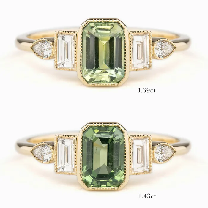 Rings Envero Jewelry Edith Ring 143139ct Light Green Madagascar Sapphire 14K Yellow Gold One of a kind