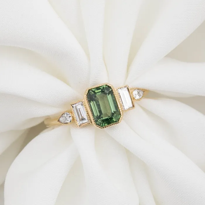 Rings Envero Jewelry Edith Ring 143139ct Light Green Madagascar Sapphire 14K Yellow Gold One of a kind