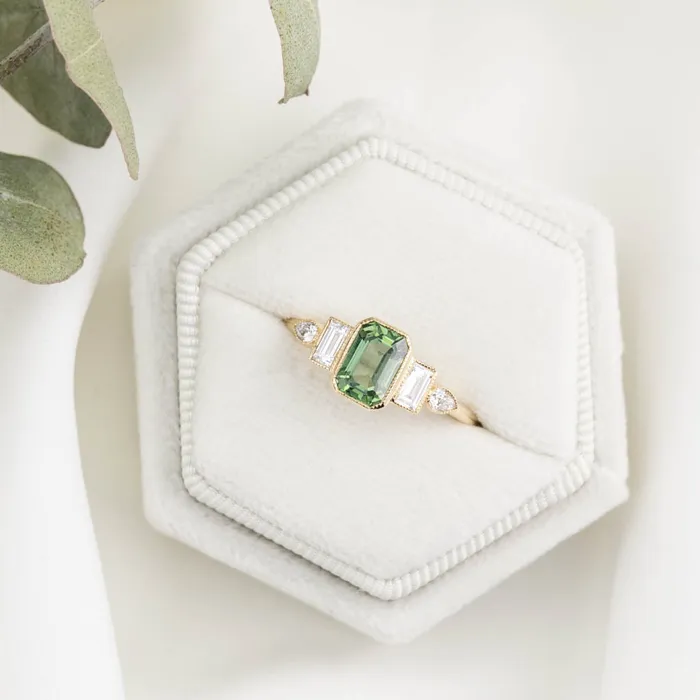 Rings Envero Jewelry Edith Ring 143139ct Light Green Madagascar Sapphire 14K Yellow Gold One of a kind