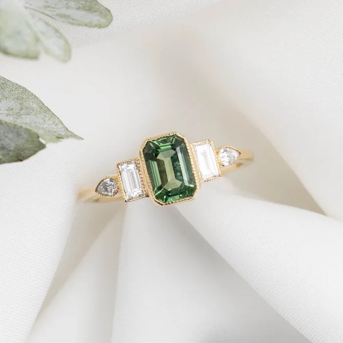 Rings Envero Jewelry Edith Ring 143139ct Light Green Madagascar Sapphire 14K Yellow Gold One of a kind
