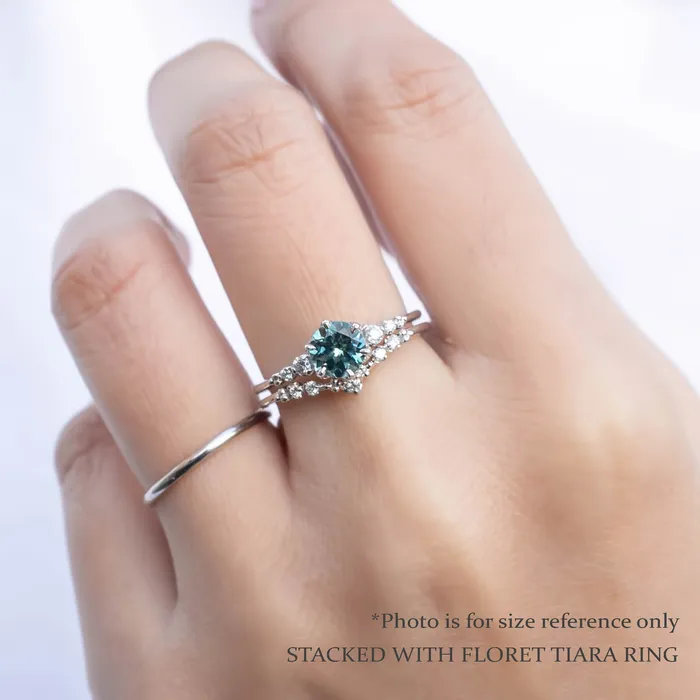 Rings Envero Jewelry Estel Fleur Six Prongs Ring 094ct Light Blue Green Montana Sapphire 14k White Gold One of a kind