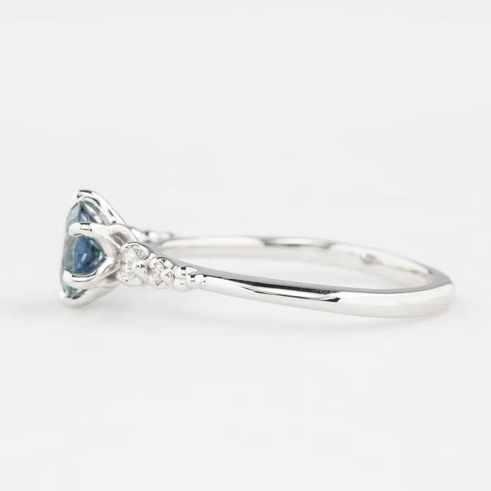 Rings Envero Jewelry Estel Fleur Six Prongs Ring 094ct Light Blue Green Montana Sapphire 14k White Gold One of a kind