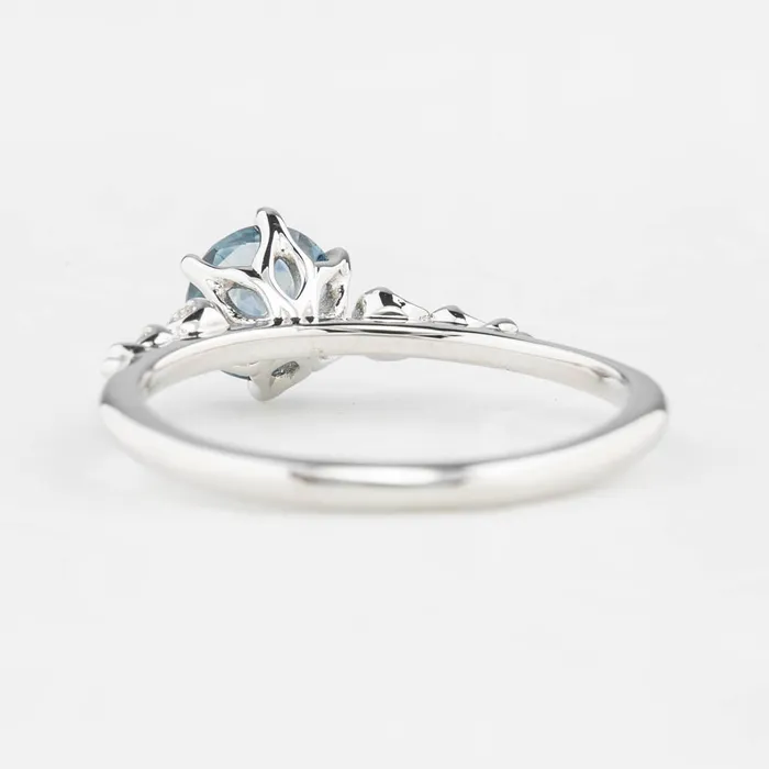 Rings Envero Jewelry Estel Fleur Six Prongs Ring 094ct Light Blue Green Montana Sapphire 14k White Gold One of a kind