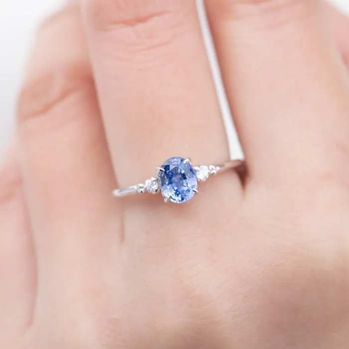 Rings Envero Jewelry Estel Ring 1ct Blue Ceylon Sapphire 14k White Gold One of a kind