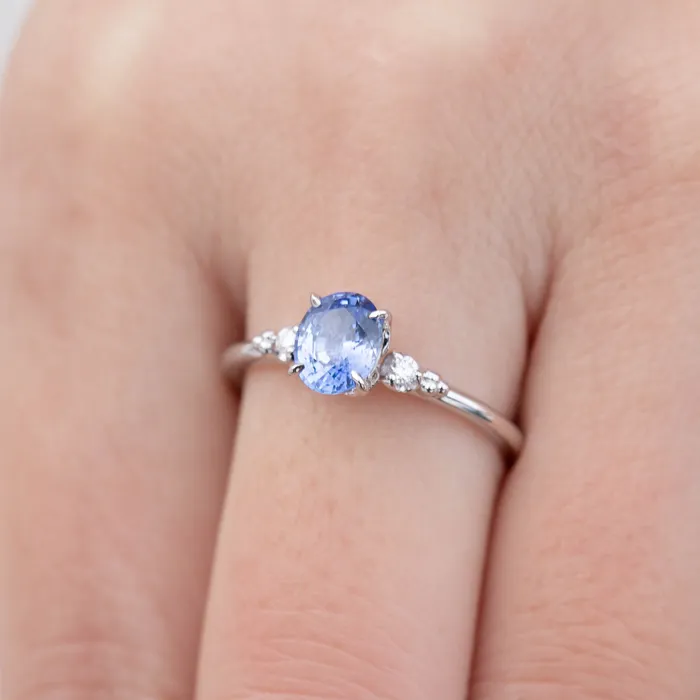 Rings Envero Jewelry Estel Ring 1ct Blue Ceylon Sapphire 14k White Gold One of a kind