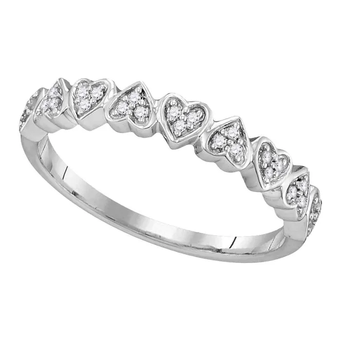 Rings mayamila 10kt White Gold Womens Round Diamond Heart Love Ring 110 Cttw