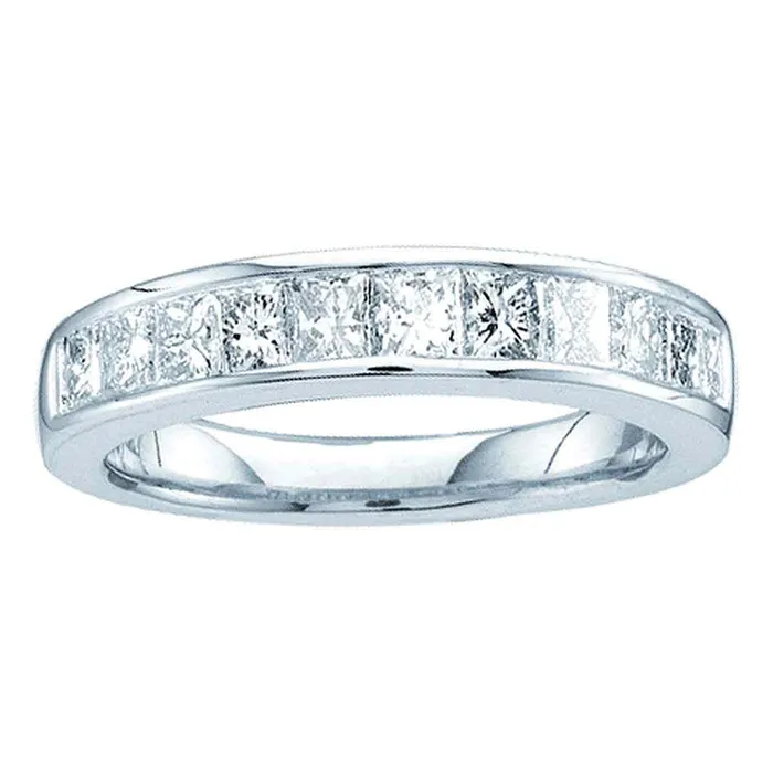 Rings mayamila 14kt White Gold Womens Princess Channelset Diamond Single Row Wedding Band 12 Cttw Size 5