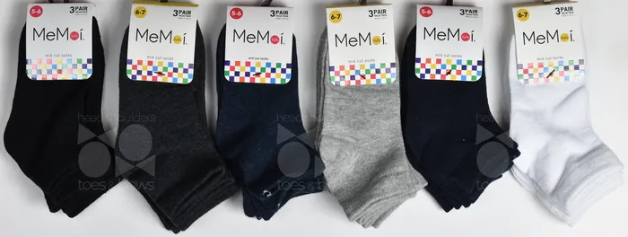 Rings Memoi Memoi Kids Mid Cut Socks 3Pack Navy MK556