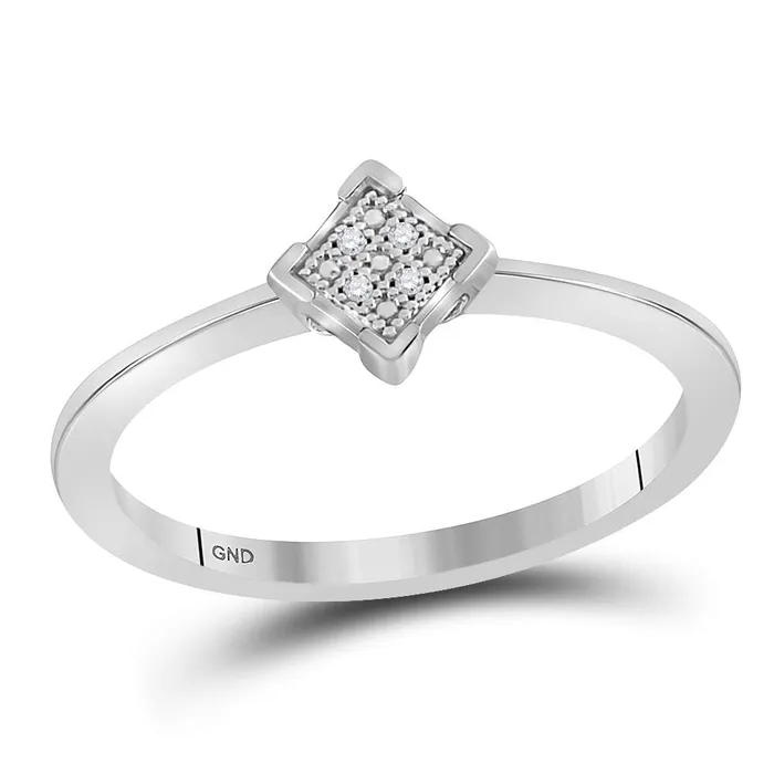 Rings Sterling Silver Womens Round Diamond Simple Square Cluster Ring 01 Cttw mayamila