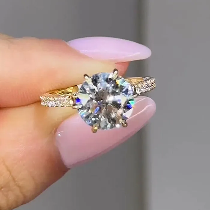 shineofdiamond Rings Classic Round Cut 6 Prong 925 Sterling Silver Engagement Ring