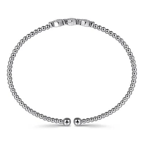 14K White Gold Bujukan Bead and Hexagon 013cttw Cluster Diamond Bangle GABRIEL CO Bracelets