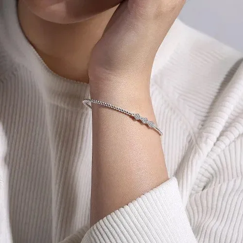 14K White Gold Bujukan Bead and Hexagon 013cttw Cluster Diamond Bangle GABRIEL CO Bracelets