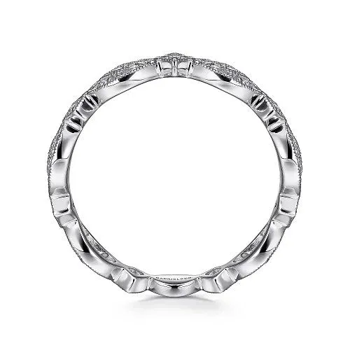 14K White Gold Marquise Station Pave Diamond Stackable Ring GABRIEL CO Rings