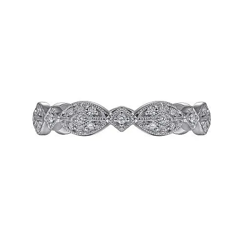 14K White Gold Marquise Station Pave Diamond Stackable Ring GABRIEL CO Rings