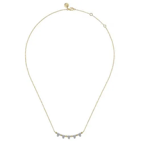 14K Yellow Gold Bujukan Bar Necklace with Diamond Trio Stations GABRIEL CO Necklaces