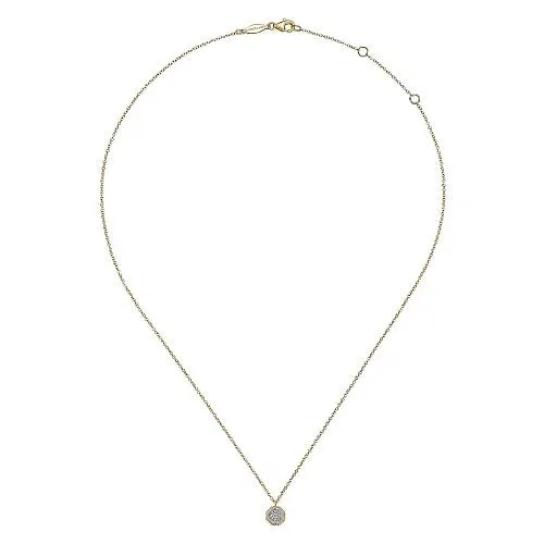 14K Yellow Gold Octagonal Pave Diamond Pendant Necklace GABRIEL CO Necklaces