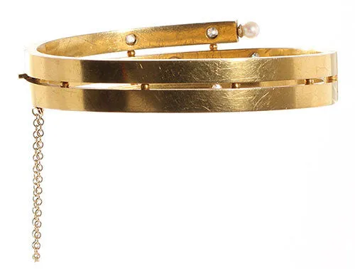 Bell Bird Antiques Bracelets Victorian Gold and Diamond Bangle Bracelet
