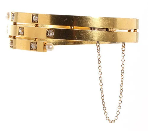 Bell Bird Antiques Bracelets Victorian Gold and Diamond Bangle Bracelet