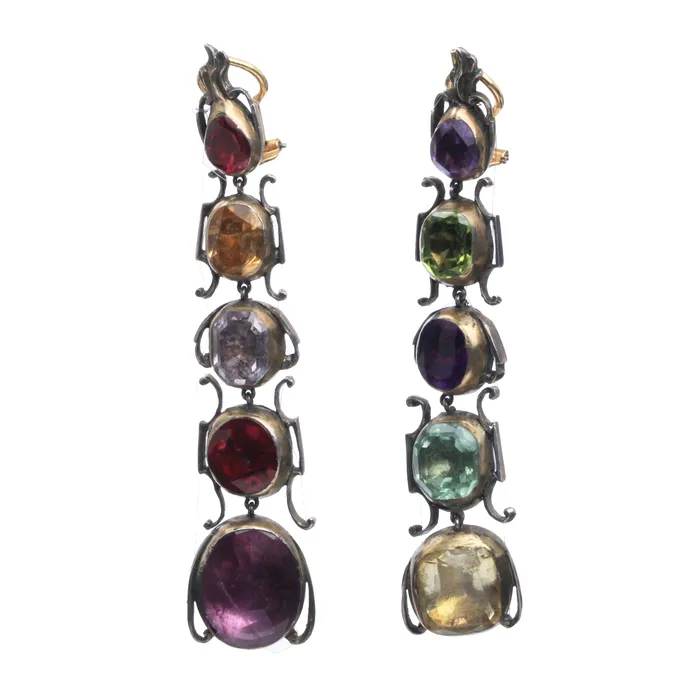 Bell Bird Antiques Earrings 19th Century Harlequin Earrings