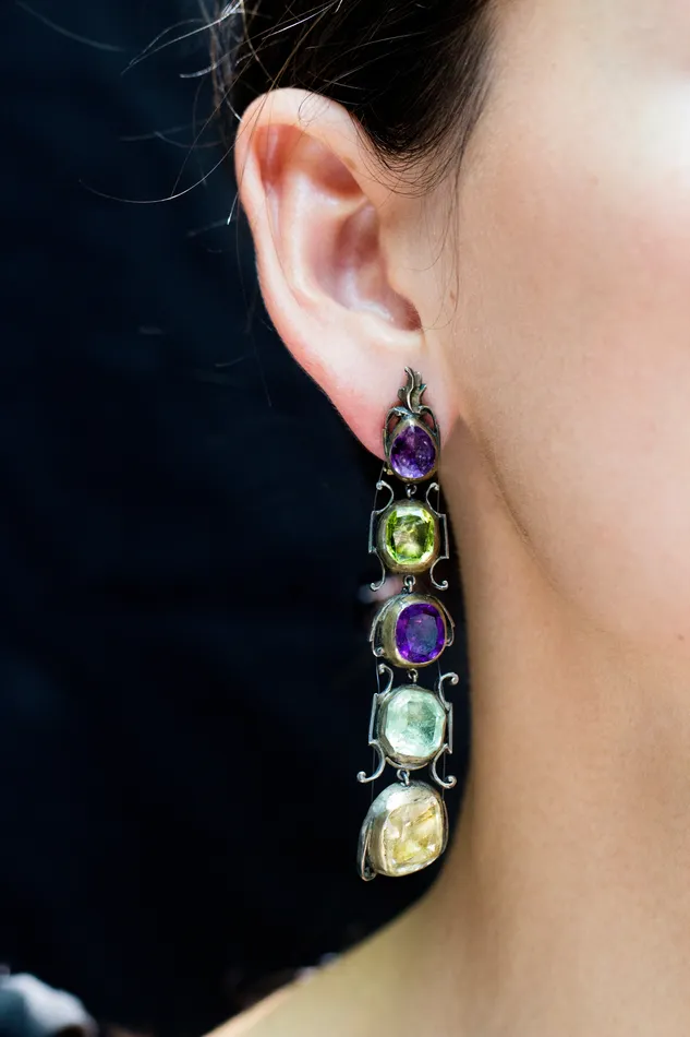 Bell Bird Antiques Earrings 19th Century Harlequin Earrings