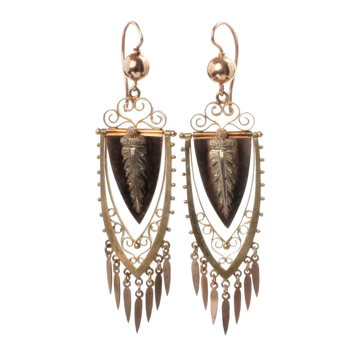 Bell Bird Antiques Earrings Victorian Gold Tassel Earrings