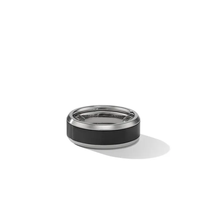 Beveled Band Ring in Grey Titanium with Black Titanium 85mm David Yurman Rings