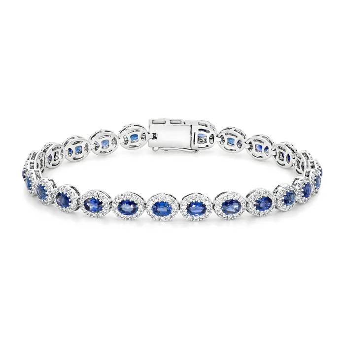 Bracelets Blue Sapphire Diamond Bracelet Polachecks Collection
