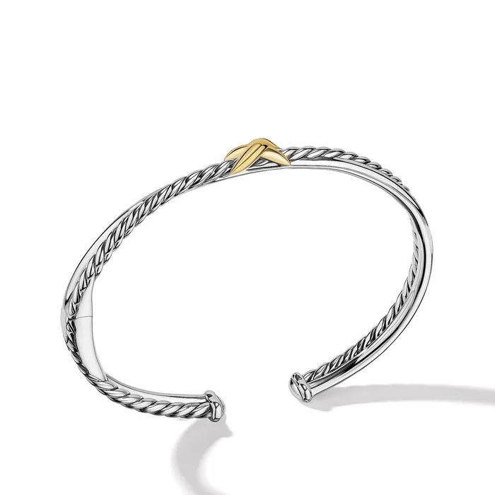 Bracelets David Yurman Petite X Center Station Bracelet in Sterling Silver with 18K Yellow Gold 52mm