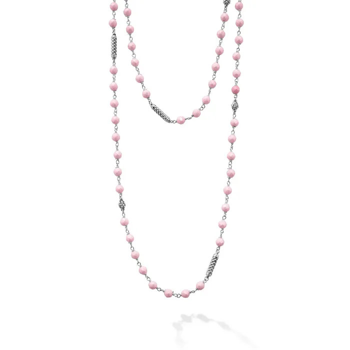 Caviar Icon Long Pink Ceramic Beaded Necklace LAGOS Necklaces