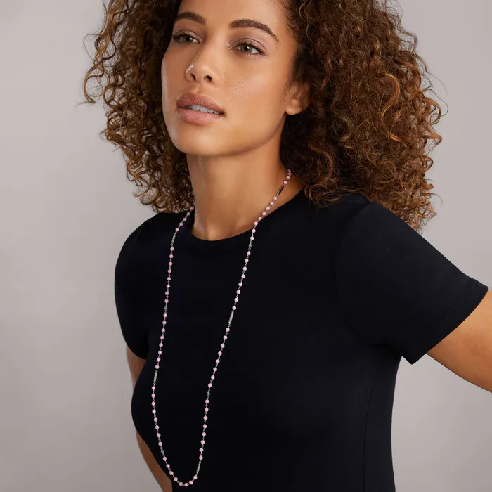 Caviar Icon Long Pink Ceramic Beaded Necklace LAGOS Necklaces