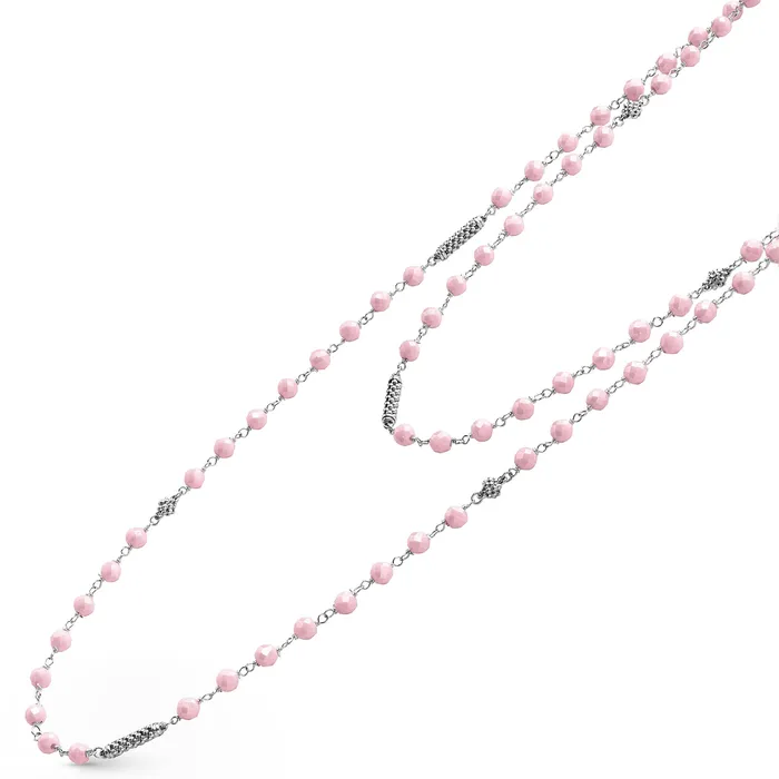 Caviar Icon Long Pink Ceramic Beaded Necklace LAGOS Necklaces