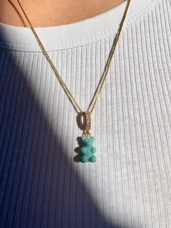 Crystal Haze Jewelry Nostalgia bear Pave connector Baby Shark Necklaces