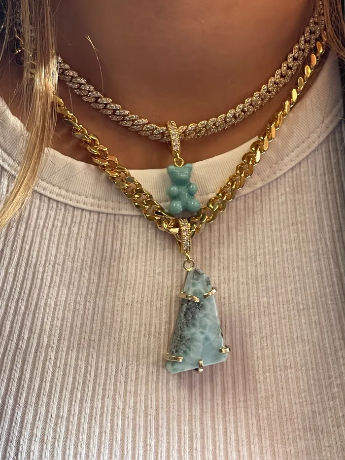 Crystal Haze Jewelry Nostalgia bear Pave connector Baby Shark Necklaces